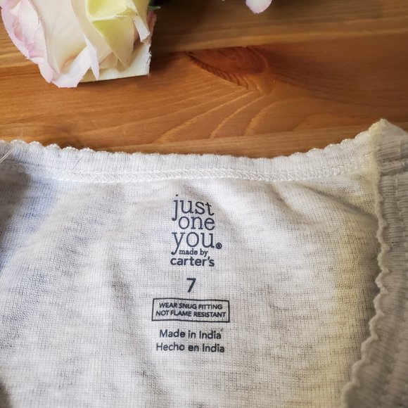 Carter's Just One You -Girls Star 100% Cotton T-Shirt Pullover Pajama Size 7 - Picture 3 of 5